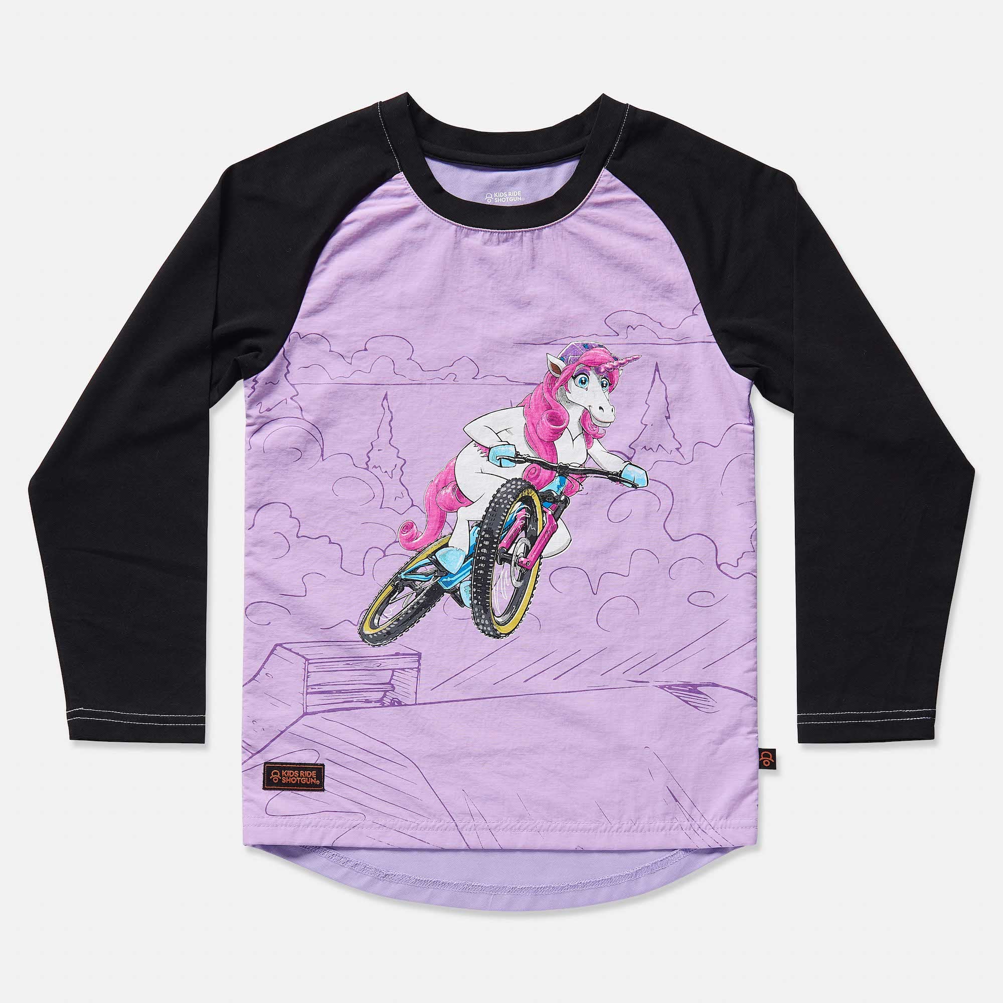 mountainbike shirt kinder UPSHIFT UNICORN WINDPROOF KIDS MTB JERSEY – Kids Ride Shotgun USA